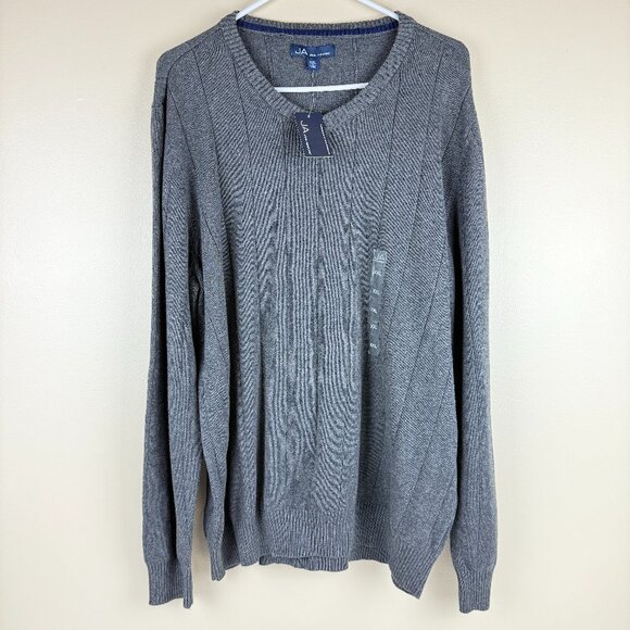 NWT John Ashford Gray V-Neck 100% Cotton Sweater XXL - Picture 1 of 9